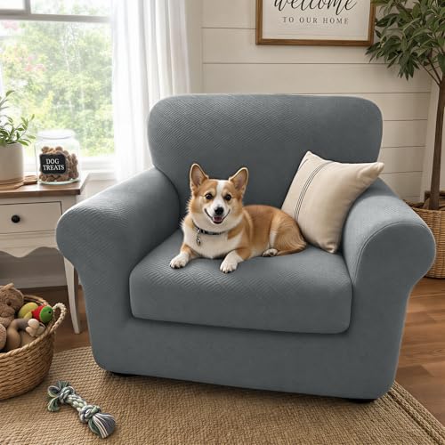 2 Piece Stretch Armchair Sofa Cover (31"-46"(1 Cushion) / Light Gray（big Sale))