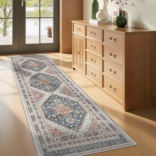Kitchen Runner Rug Non Slip Washable Rugs 2.5x8 (Blue / 2'6" x 8' (Runner))