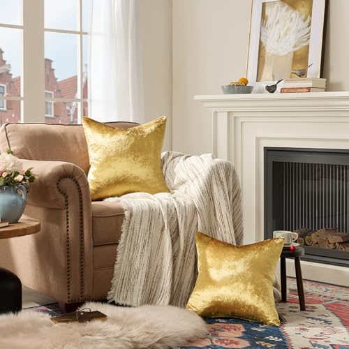 Gold Velvet Pillow Covers 20x20 Decorative Pillows Pack of 2 (Gold / 20" x 20" (Pack of 2))