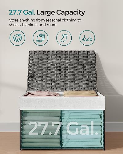 Woven Storage Basket with Lid (105 L / Gray)