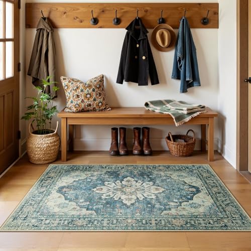 Washable Area Rug (Blue/Vintage Dark Blue / 3' x 5' (Rectangular))