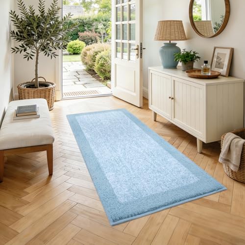 48x24 Bathroom Rugs Non Slip Washable (Light Blue / 2' x 4' (Rectangular))