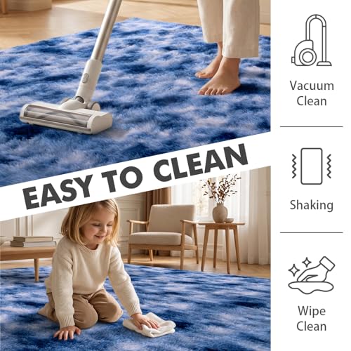 6x9 Ft Large Shag Rugs for Living Room Decor (Eg Royal Blue / 6' X 9' (Rectangular))