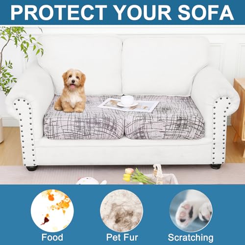 Printed Couch Cushion Covers (Brown and White / Seat 2 Pack)