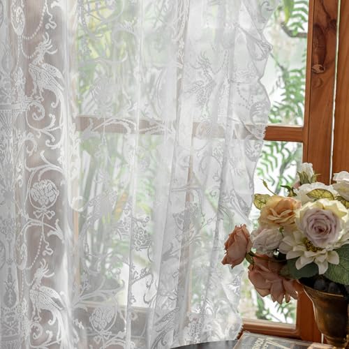 White Ruffle Curtains (59"W x 96"L (Pack of 2) / White)