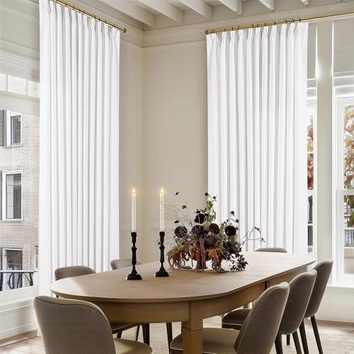Snow White Pinch Pleat Semi Sheer Linen Curtains W70xL96 1 Panel (Snow White / 70"W x 96"L (Pack of 1))