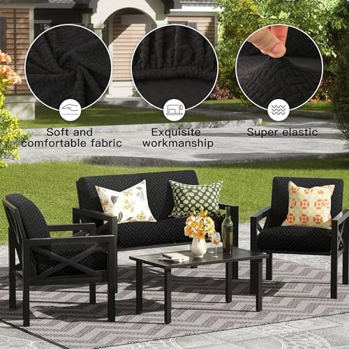 8Pcs Outdoor Cushion Covers (Black. / 8PCS)