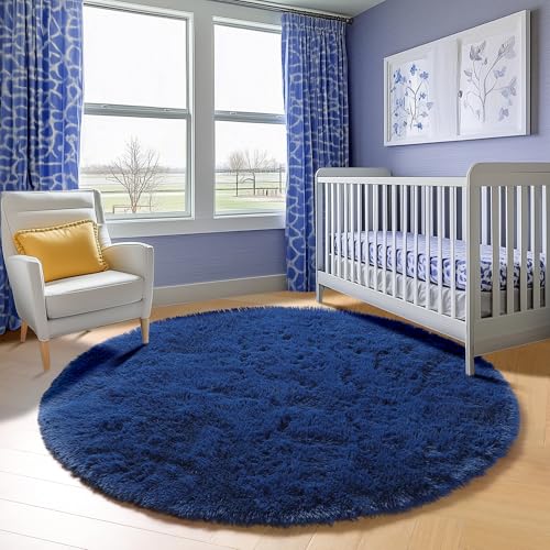 Navy Blue Round Area Rugs 5ft (Navy Blue / 5' (Round))