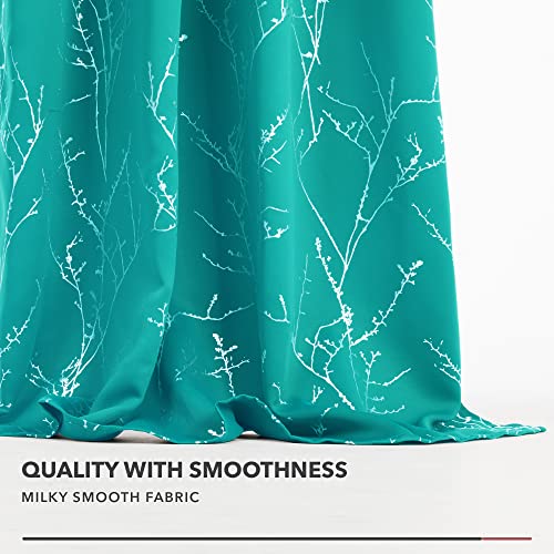 Blackout Grommet Silver Pattern Printed Curtains (Turquoise/Tree Branch / 52"W x 95"L (Pack of 2))