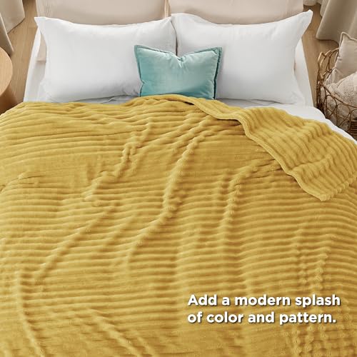 Soft Full Size Fleece Blankets for Bed Yellow 84"x90" (Yellow / Full)