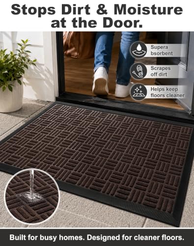 Front Door Mat Outdoor Entrance (Mocha Brown / 3' x 5'2" (Rectangular))