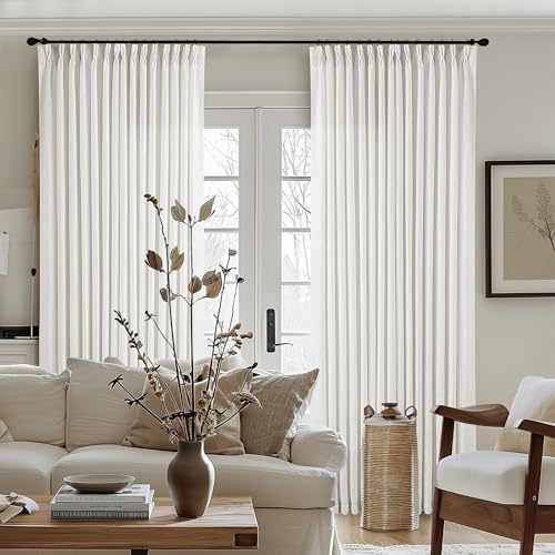 Beige White Pinch Pleated Extra Wide Curtain Panels 96 Inches Long 100 Wide (Beige White / 100"W x 96"L (Pack of 1))
