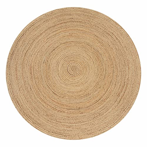 Jute Braided Woven Area Rug 5 Feet Round (5' (Round) / Natural)