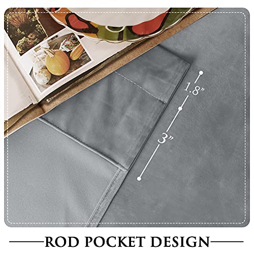 Light Grey Privacy Curtains Soft Velvet Drapes 90 inches (Neutral Series - Light Grey / 52"W x 90"L (Pack of 2))