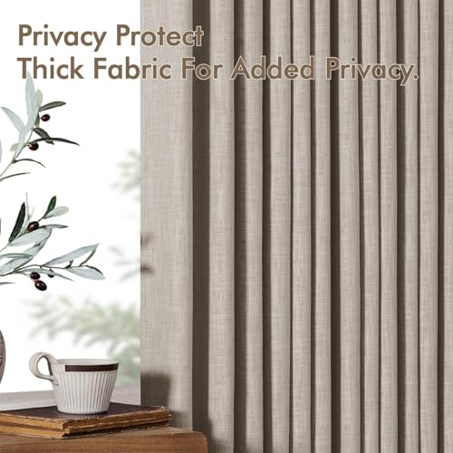 Pinch Pleated Linen Curtains 96 Inches Long 2 Panels Taupe (Taupe / 40"W x 96"L (Pack of 2))