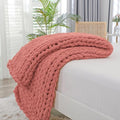 Chunky Knit Throw Blanket for Couch (Antique Red / 40"x40" (Small Size Throw）)