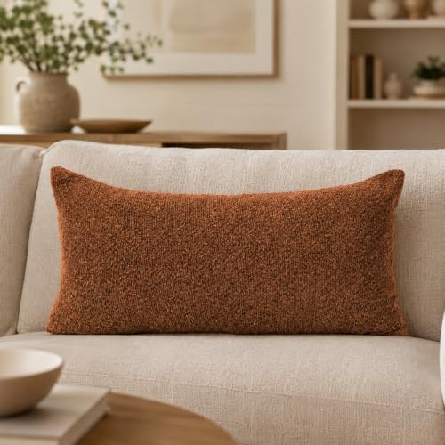 Boucle Lumbar Pillow Cover 16x24 inch Rust (Rust / 24" x 16" (Pack of 1))