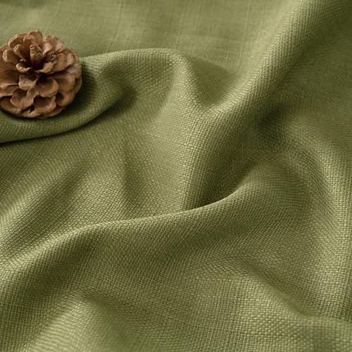 Moss Green Semi Sheer Linen Curtains for Living Room 84 Inch Long (52"W x 84"L (Pack of 2) / Silver Grommet-moss Green)