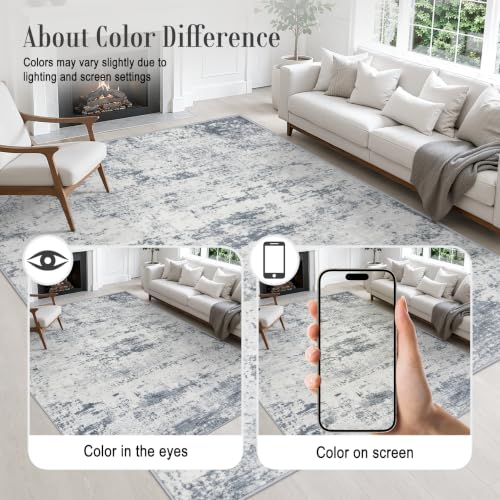 Round Area Rug Living Room (Blue Grey / 8' (Round))