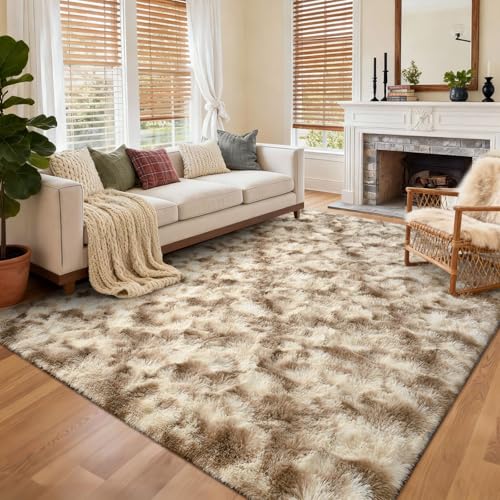 5x7 Ft Large Shag Rugs for Bedroom Living Room Decor for Men Boys (Ea Khaki 4sm11 / 5' X 7' (Rectangular))