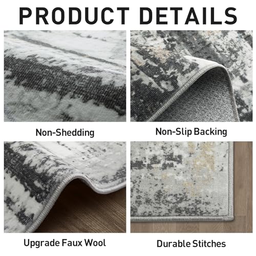 5x7 Area Rugs for Living Room (Black Grey/Gold / 5' x 7' (Rectangular))