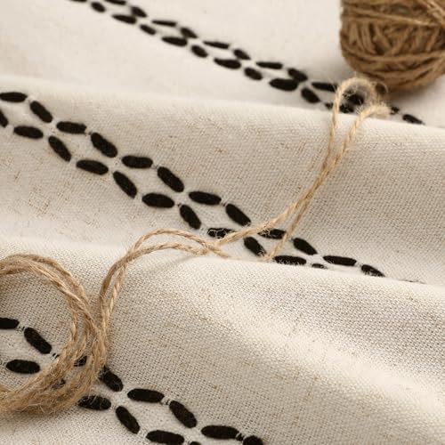 Beige 100% Boho Blackout Curtains 84 Inch 2 Panels with Tassels (Black / 52"W x 84"L (Pack of 2))
