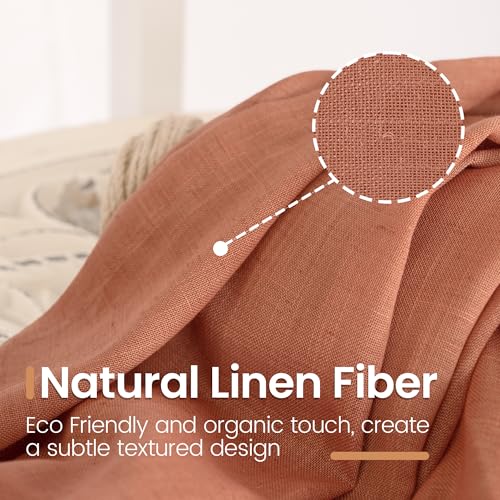 Terracotta Linen Curtains 30 Inch Length for Kitchen Window (Terracotta / 30"W x 30"L (Pack of 2))