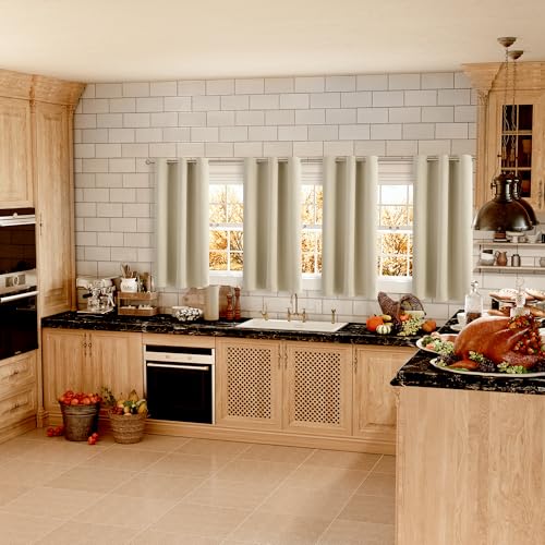 Short Curtains for Small Window 45 Inch Long (Beige / 38"W x 45"L (Pack of 2))