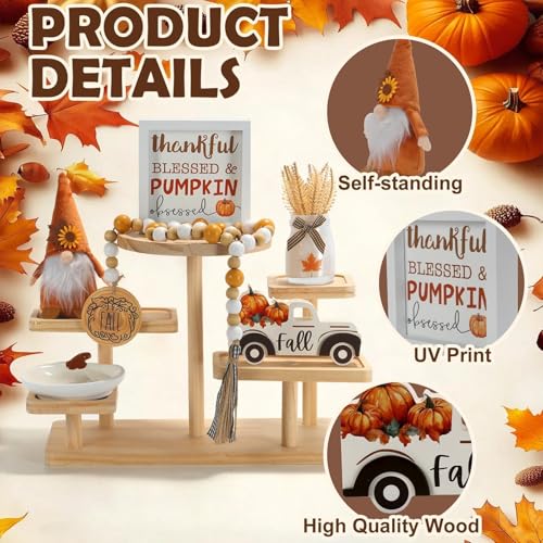Fall Decorations for Home 6PCS Fall Thanksgiving Tiered Tray Decor Set (Thanksgiving)