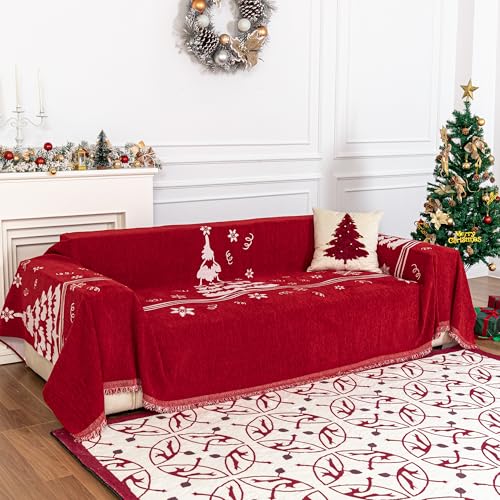 Couch Covers Couch Cover for Dogs Washable Couch Covers for Sectional Sofa Sofa Covers for 3 Cushion Couch Sofa Cover for Living Room Furniture Protector for Pets (71" x 134" / 6# Christmas)