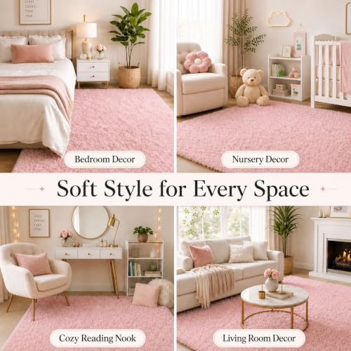 Pink Rug for Bedroom Girls (5- Pink / 4' x 6' (Rectangular))