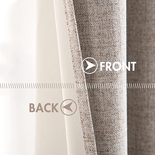 100% Blackout Linen Curtains for Bedroom 52x120 Inches Khaki (Khaki / 52"W x 120"L (Pack of 2))