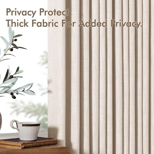 Pinch Pleated Linen Curtains 90 Inches Long 2 Panels Cream Ivory (Linen / 40"W x 90"L (Pack of 2))