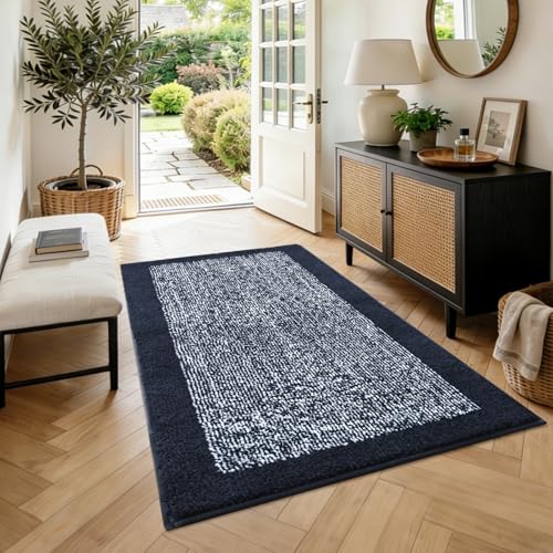 48x32 Bathroom Rugs Non Slip Washable (Dark Blue / 2'8" x 4' (Rectangular))