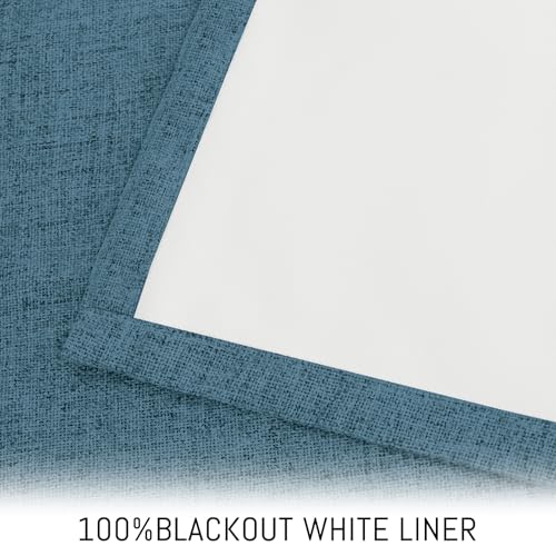 Dusty Blue Linen Textured Curtains 96 Inches Long for Living Room (Linen Dusty Blue / 52"W x 96"L (Pack of 2))