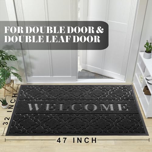 Welcome Mat Outdoor Indoor (47x32 Inch / Black)