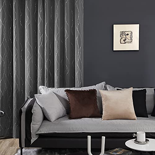 Living Room Curtains 95 Inches Long (Light Grey/Wave Dots / 52"W x 95"L (Pack of 2))