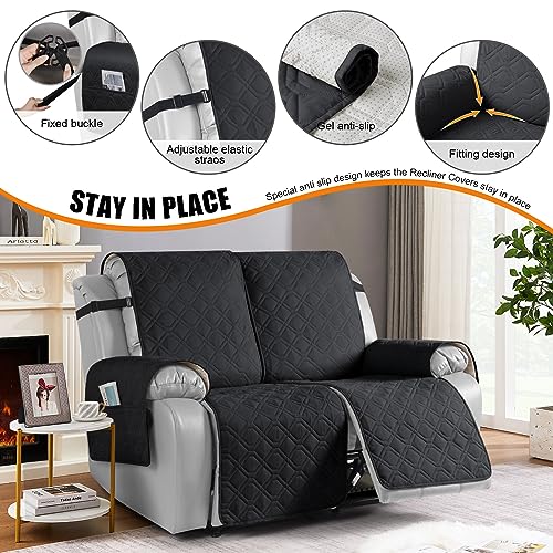 Waterproof Recliner Loveseat Covers Washable (Black / 2 Seater)