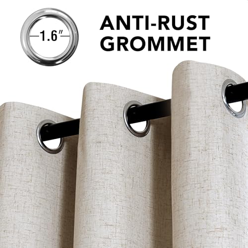 100% Blackout Linen Curtains 63" L 2 Panels Heathered Linen (Heathered Linen / 52"W x 63"L (Pack of 2))