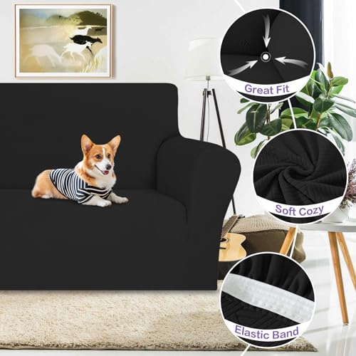 Oversized Super Stretch Couch Cover (- Black / X-Large (92"-115"))