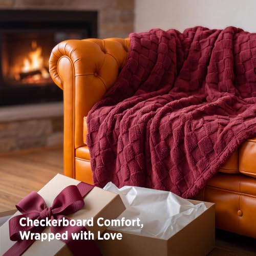 Checkered Soft Cozy Twin Blanket for Bed (Red / Twin (60" X 80"))