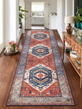 2'6"x10' Washable Non Slip Boho Runner Rug for Hallway (Rust/Multi / 2'6" x 10' (Runner))