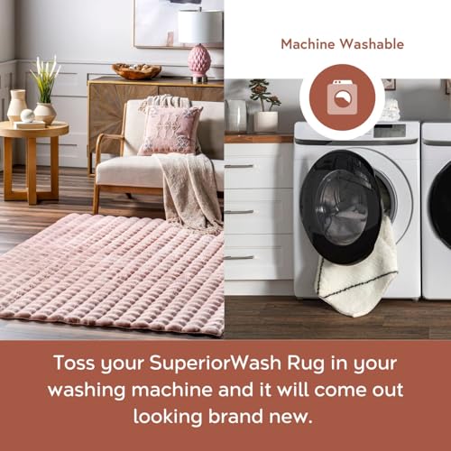 Jeni Blush Checkered Washable Area Rug (Jeni Blush / 5' x 8' (Rectangular))