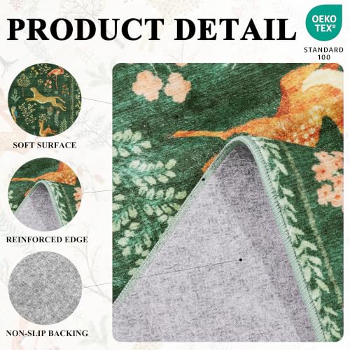 2x8 Washable Runner Rug (Green (Animal) / 2' x 8' (Rectangular))