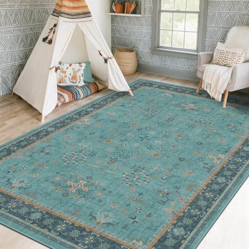 5x7 Teal Rug for Living Room (5' x 7' (Rectangular) / Emerald Teal)