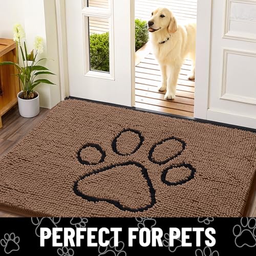 Dog Door Mat for Muddy Paws (30"X20" / Coffee and Black)