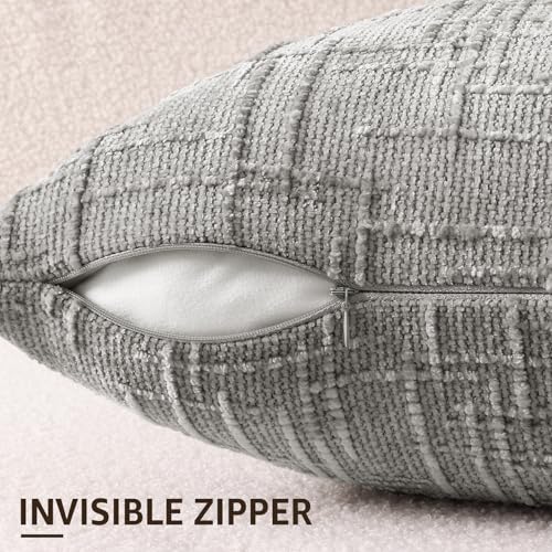 Textured Chenille Throw Pillow Covers 18x18 Set of 2 Grey (Neutral Grey / 18" x 18" (Pack of 2))