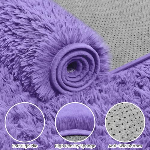 8x10 Fluffy Shag Area Rugs for Living Room Bedroom (Purple / 8' x 10' (Rectangular))