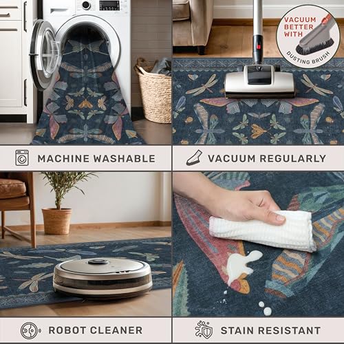 Washable 3x5 Indoor Rugs for Entryway (3' x 5' (Rectangular) / Midnight Blue)