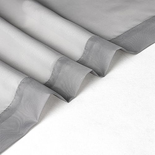 Charcoal Grey Sheer Curtains 14 Inch Length 2 Panels Set (Charcoal Grey / 40"W x 14"L (Pack of 2))
